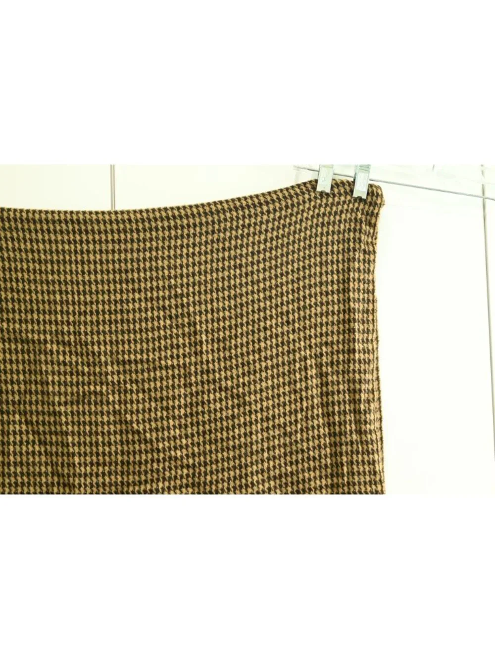 Unbranded Houndstooth Rectangle Scarf Brown Tan Fringe Soft Cozy Wrap Winter